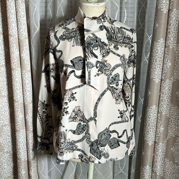 ALFRED DUNNER Petite Long Sleeve Print Blouse Size 10P - Picture 1 of 9
